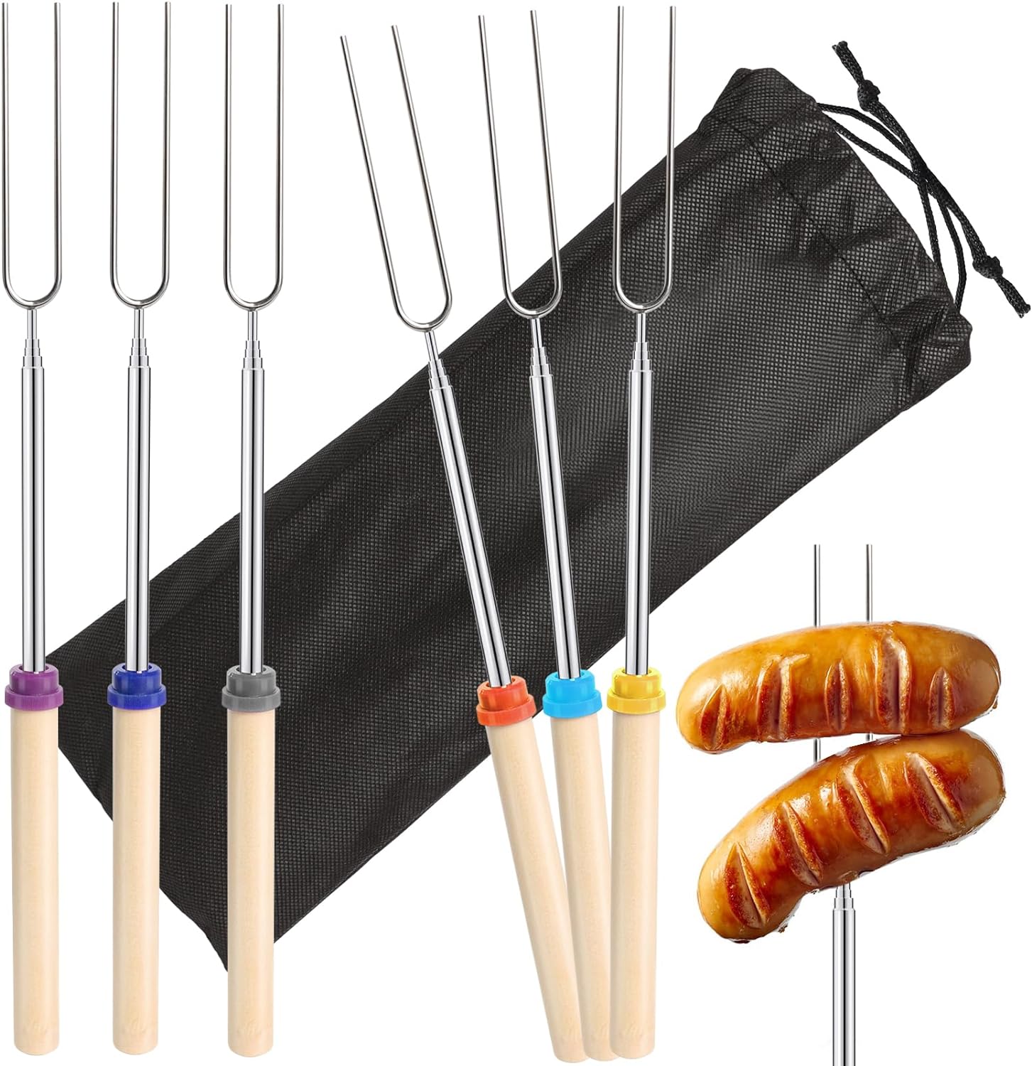 6Pcs Stainless Steel Telescopi - Corn Dog Stick ulasan dan harga